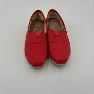 TOMS Vibrant Red Canvas Slip-Ons